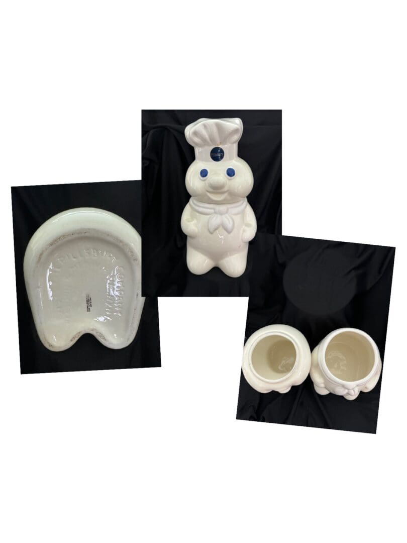 A set of three ceramic dishes with one being a pig.