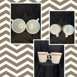 A couple of cups that are on top of a table.