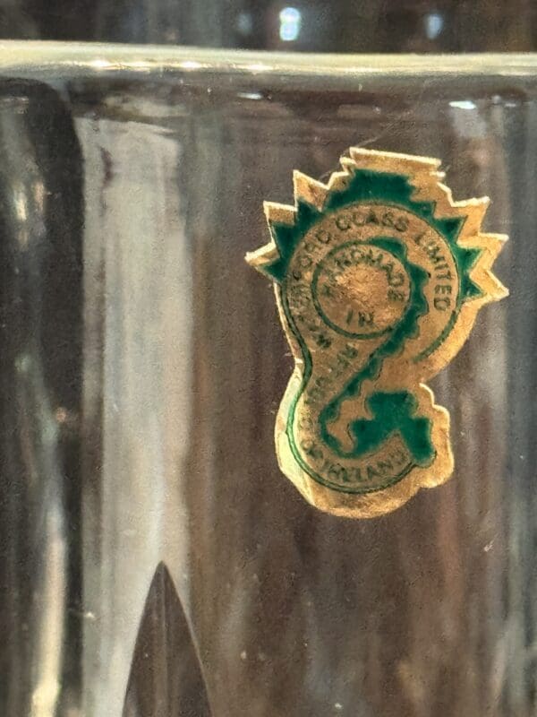 A close up of the sticker on a glass