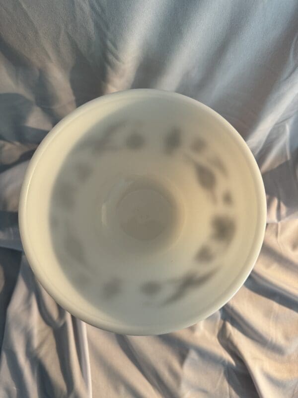 A bowl that is sitting on the bed