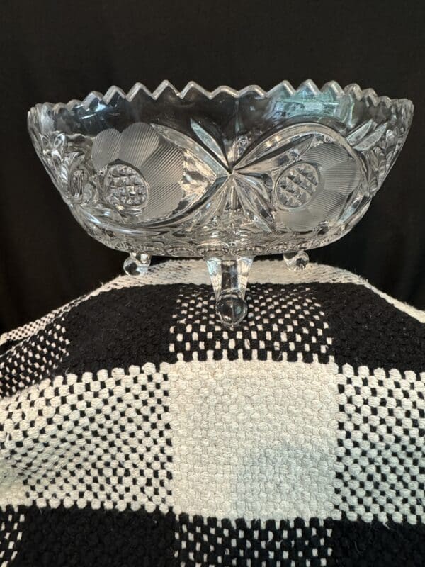 Tri Footed Cut Glass Bowl - Image 2